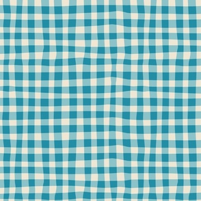 (S) Jam Jar Gingham - Wonky Check - blue and white