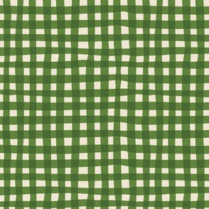 (S) Jam Jar Gingham - Wonky Check - green and white