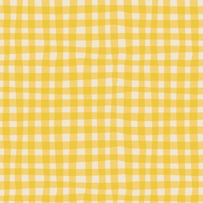 (S) Jam Jar Gingham - Wonky Check - yellow and white