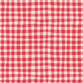 (S) Jam Jar Gingham - Wonky Check - red and white