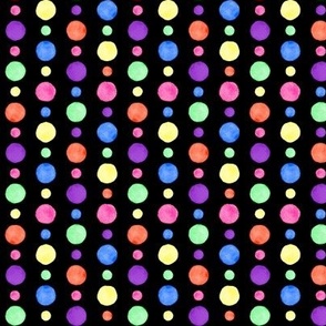 Tiny Bright Watercolor Polka Dots On Black