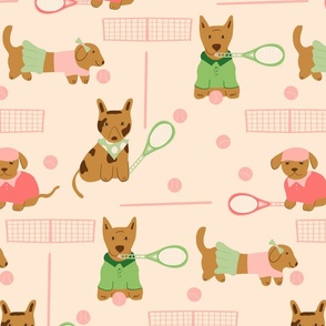 Dogs Playing Tennis