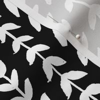 Laurel leaves - white on black - Rotated