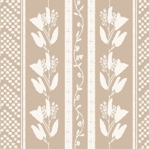 Eucalyptus Leaves Stripes Beige