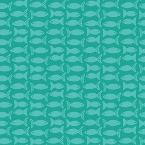 Teal Tone on Tone Little Ocean Fish Swimming Small Scale