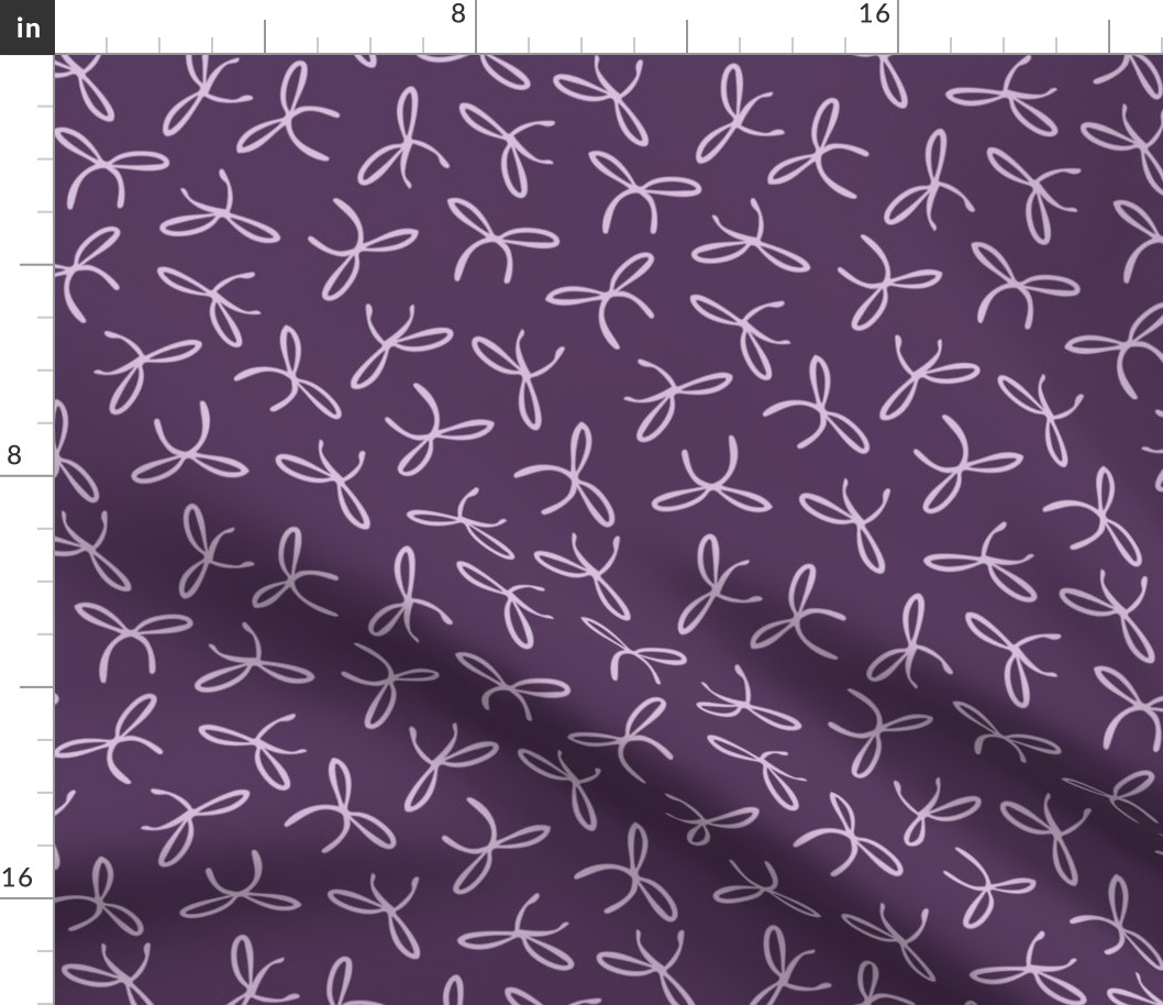 Freehand bows in polka dot style design - lilac on purple violet background