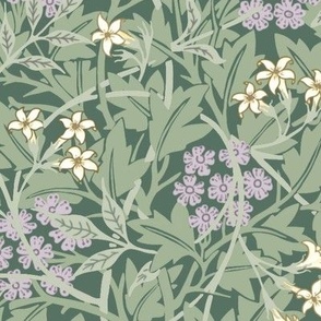 William Morris jasmine green purple