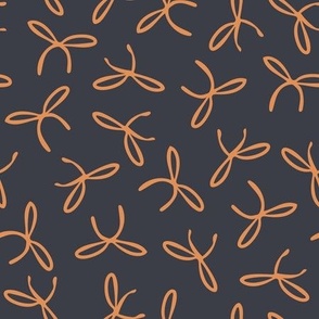 Freehand bows in polka dot style design - coral orange on taupe black background