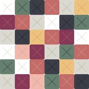 Colorful cubes with crosses in geometric design - pastel colors