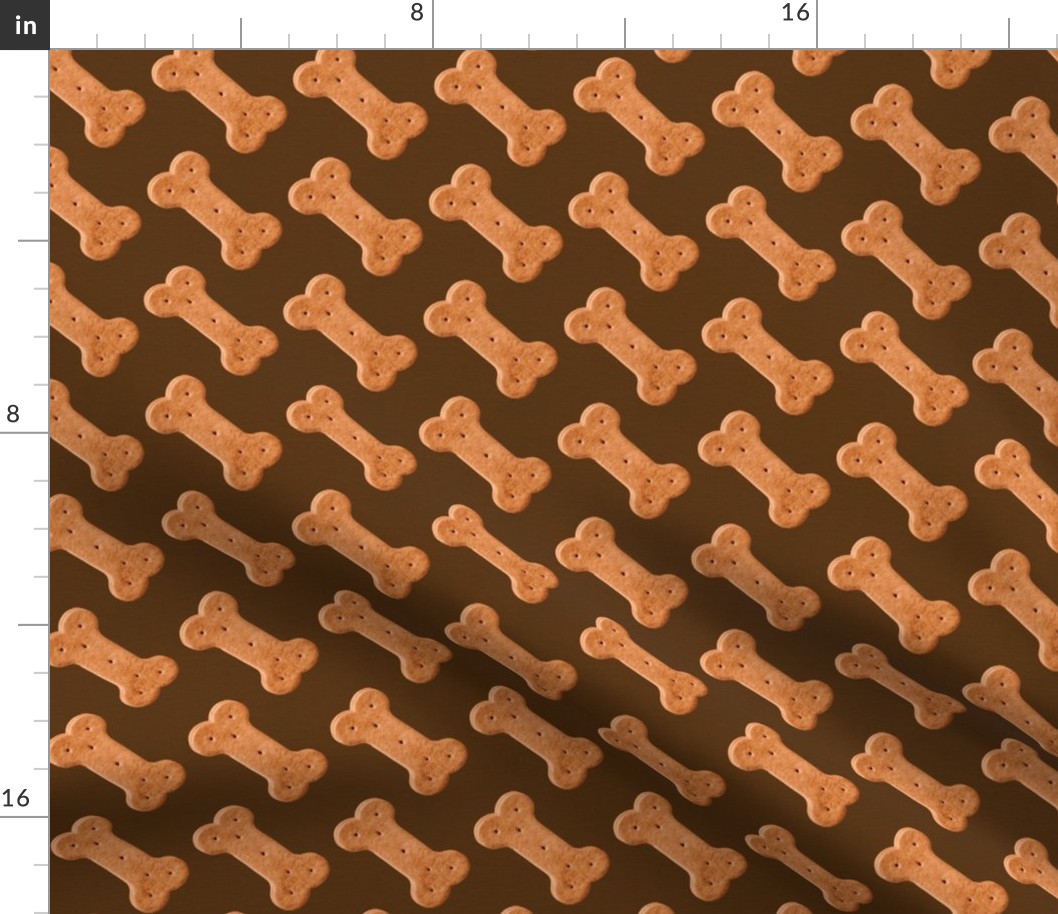 Dog Treat Pattern Dog Bone Pattern - Dark Brown - Faux Linen Texture