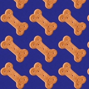 Dog Treat Pattern Dog Bone Pattern - Royal Blue - Faux Linen Texture