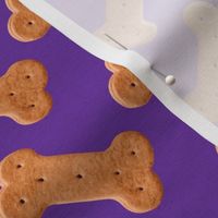 Dog Treat Pattern Dog Bone Pattern - Dark Purple - Faux Linen Texture