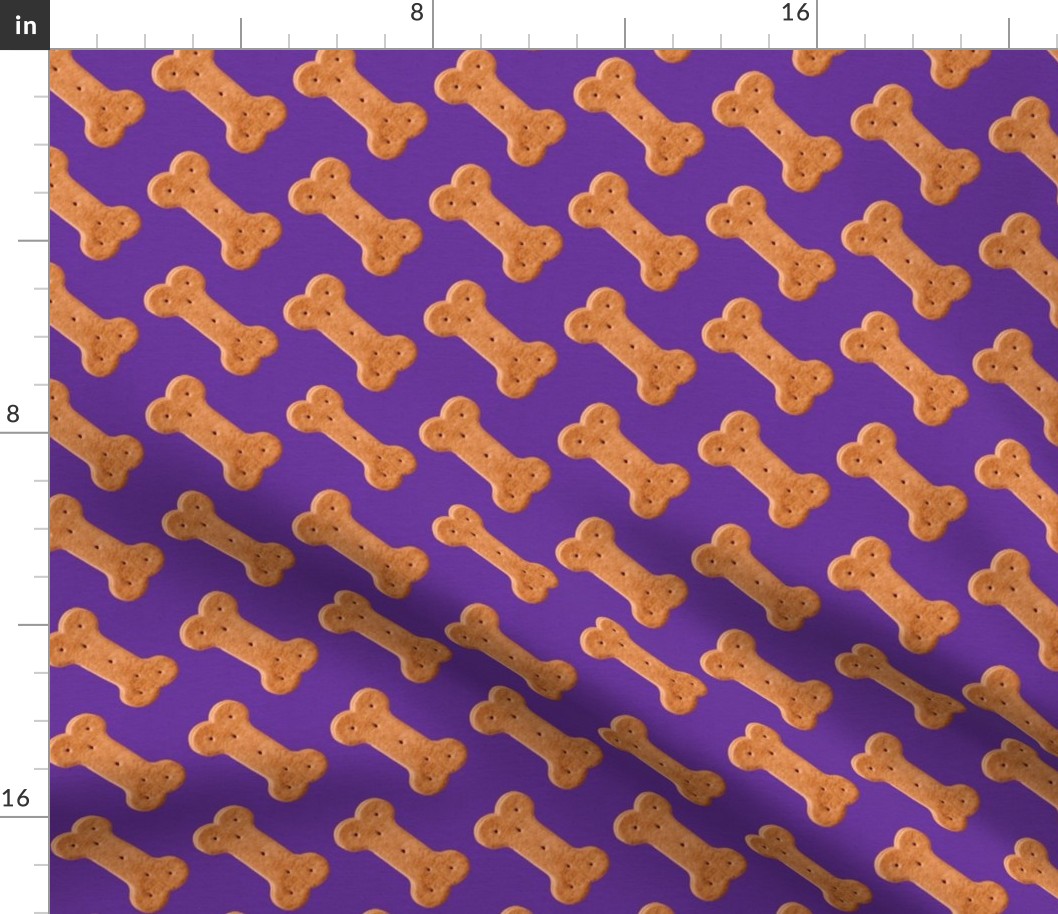 Dog Treat Pattern Dog Bone Pattern - Dark Purple - Faux Linen Texture