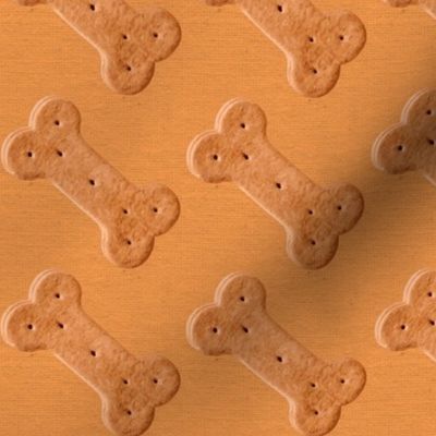 Dog Treat Pattern Dog Bone Pattern - Orange - Faux Linen Texture