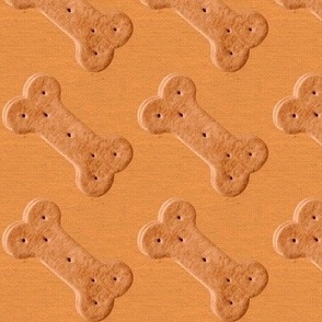 Dog Treat Pattern Dog Bone Pattern - Orange - Faux Linen Texture