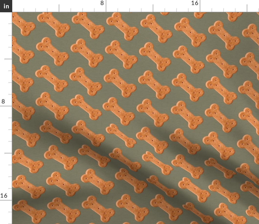 Dog Treat Pattern Dog Bone Pattern - Sage - Linen Faux Texture