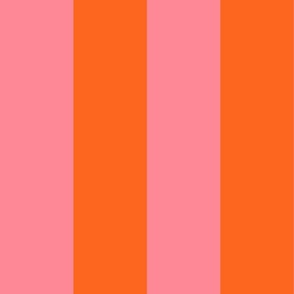Bold-retro-1960s-1970s-orange-dompamine-decor-vertical-stripes-on-a-vintage-soft-pink---XL-jumbo