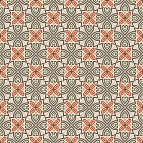 ( S ) ethnic oriental green orange and sand tiles