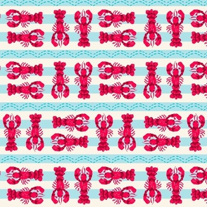 Nautical Lobster Stripe: Coastal Summer | Red, White, and Blue | 8in