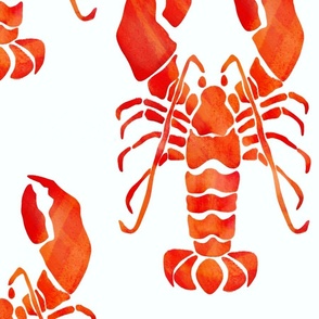 Watercolor Lobster red orange on white unprinted background Crustacean core | jumbo 