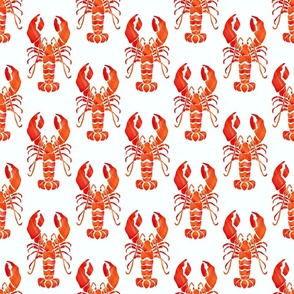 Watercolor Lobster red orange on white unprinted background Crustacean core | medium