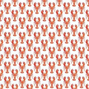 Watercolor Lobster red orange on white unprinted background Crustacean core | small