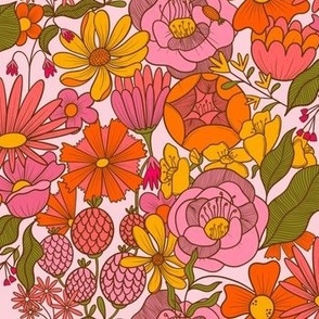 S Cindy spring floral pink coral yellow orange