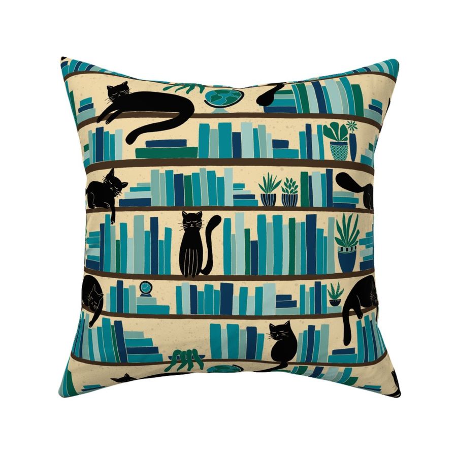 Black Cats Library | Dark Academia | Turquoise | Medium Size