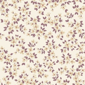 dogwood sprays - beige and ivory with purple leaves - small scale