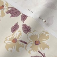 dogwood sprays - beige and ivory with purple leaves - large scale
