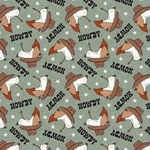 (small scale) Western Dog - Cowboy Howdy Hound - sage - LAD24