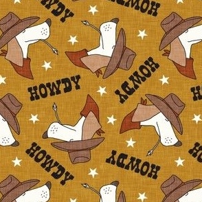 Western Dog - Cowboy Howdy Hound - mustard - LAD24