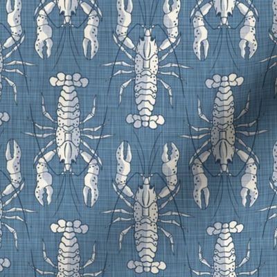 Lobster Line Up - Small - Blue, White - Linen Texture