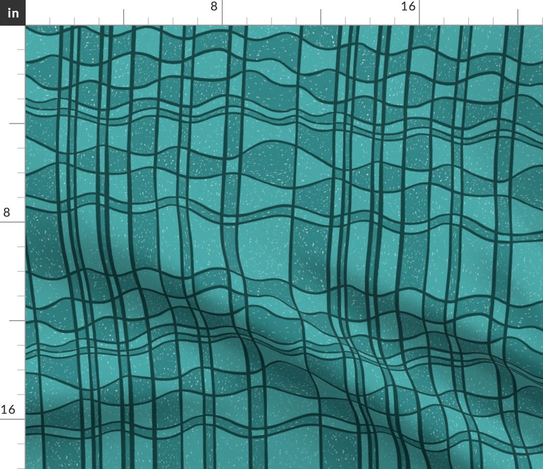 Checker Waves Tile BLUE Large