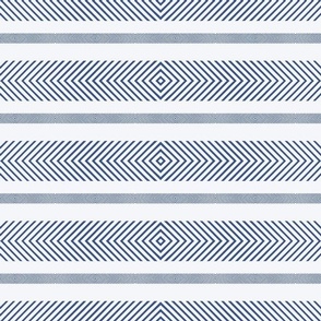 Navy Blue Horizontal Chevron Stripes in Small Scale
