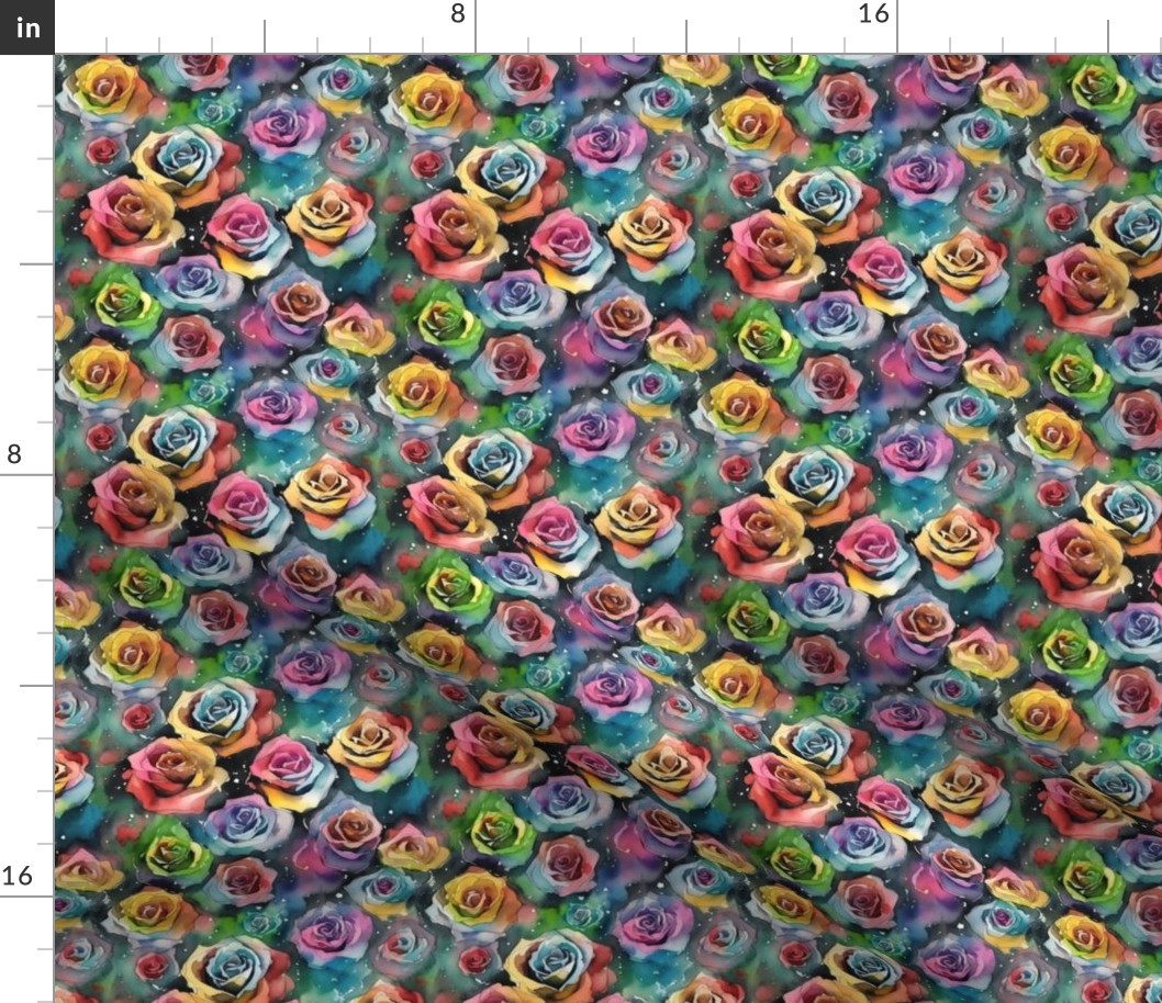 Rainbow Roses - Colorful Watercolor Rose Pattern