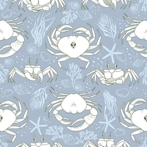 Pacific Crabs Scuttling on the Sand_Blue and White