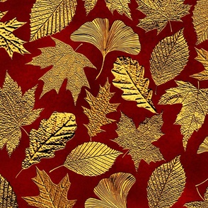 Vintage Metallic Autumn Opulence in Gold and Red
