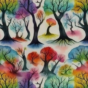 Colorful Trees - Rainbow Tree Pattern