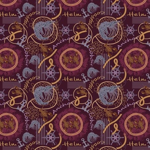 Crustacean core seamless pattern in nautical style