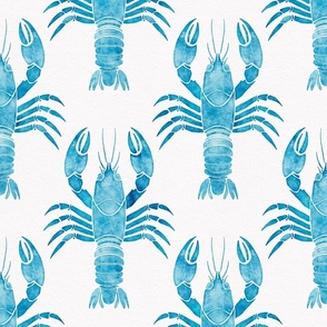crustacean core watercolor - caribbean blue lobster on white - blue coastal wallpaper