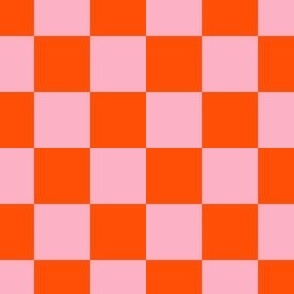 S Orangey red and pink check plaid checkered
