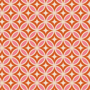 Minimalist Mid Century Modern geometric circles in orange and pink -small scale 