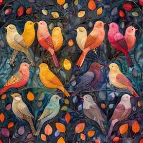 Colorful Cute Whimsical Flowery Birds