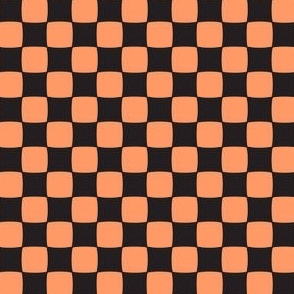 Coral and Black Check