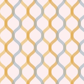 Summer Swoon - Blue and Gold on Cream (L)