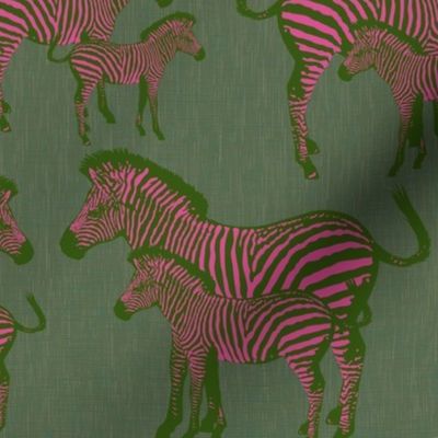 Pink Green Zebra Art for Kids Rooms, Boy Girl Mom Love Animal Art Print, Kids Animal Safari Decor, Zebra Stripes Animal Nursery, Childrens Mama Baby Wildlife Theme, Whimsical Wild Animal Art Interior for Kids, Enchanted Safari Kids Nursery Animals