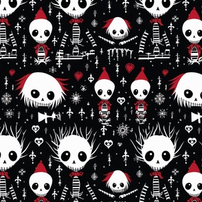 Goth Christmas Emo Pastel Goth Gothic Gingerbread Cookie Skull Candy Cane Christmas Tree Fabric