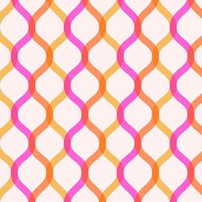 Summer Swoon - Bright Pink, Orange and Gold on Cream (L)