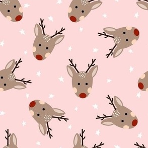 8x8 Cute reindeer with stars on pink